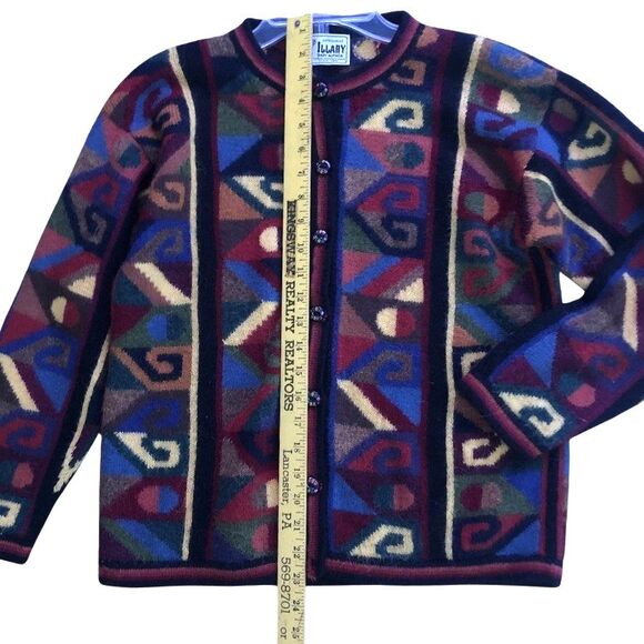 Artesanias Illary Baby Alpaca Cardigan Womens Size M Colorful Abstract Sweater - Picture 12 of 13
